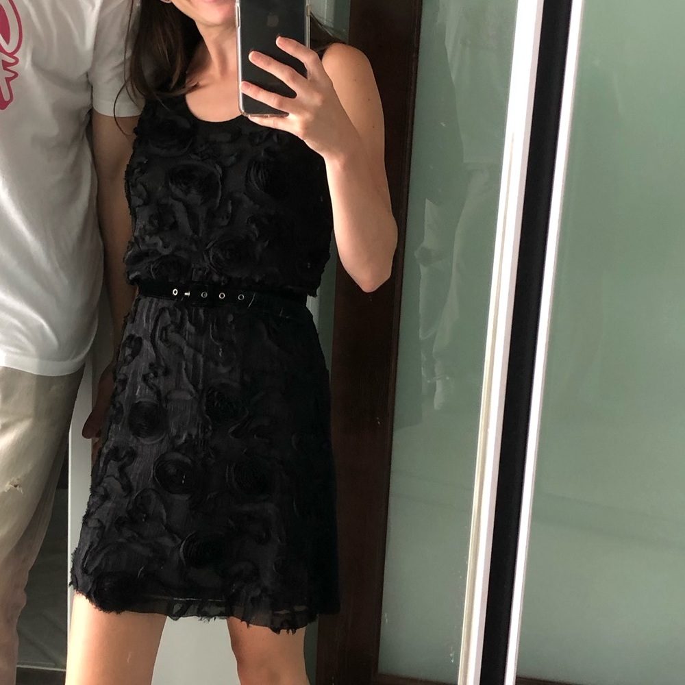 Black dress with subtle flowers